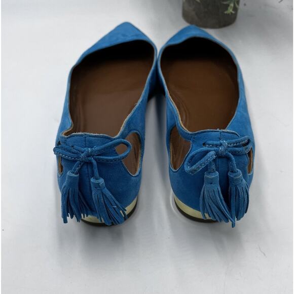 Aquazzura Forever Marilyn Turquoise Blue Ballet Flats Designer Suede 40.5/10 US - Picture 4 of 9